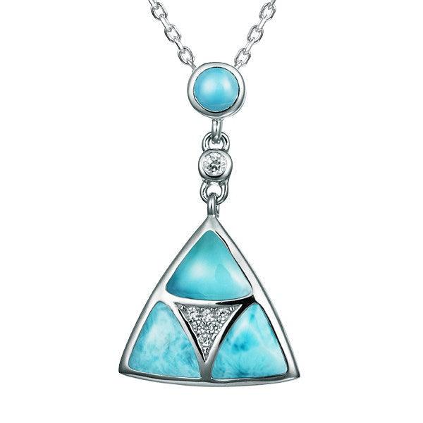 Larimar Volcano Pendant - 925 Sterling Silver with Larimar & Topaz