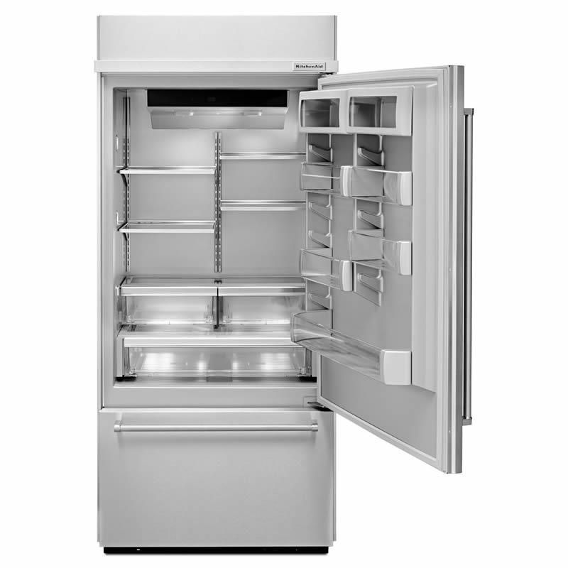KitchenAid 36-inch Built-in Bottom Freezer Refrigerator with Internal Ice Maker KBBR306ESS