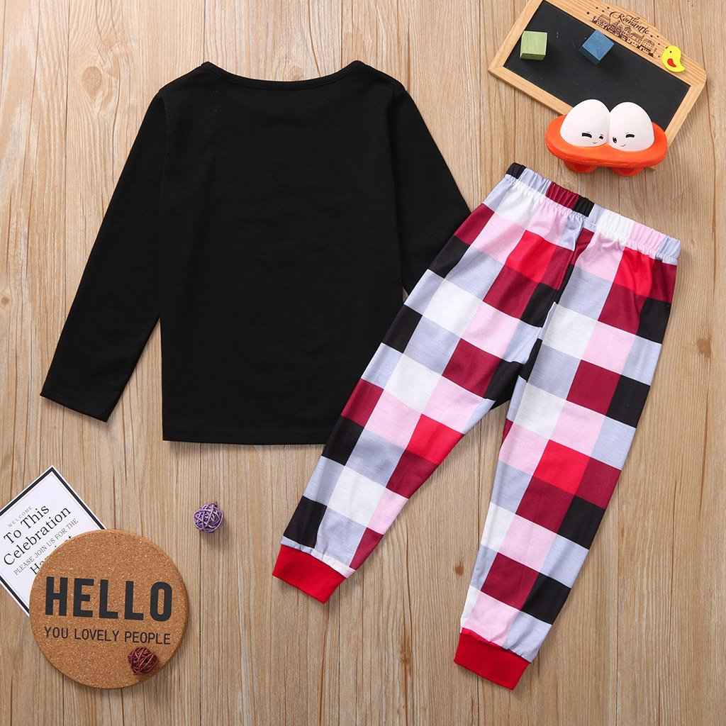 Fashion Christmas Red Plaid Pants Long Sleeve T-shirt Family Matching Outfits