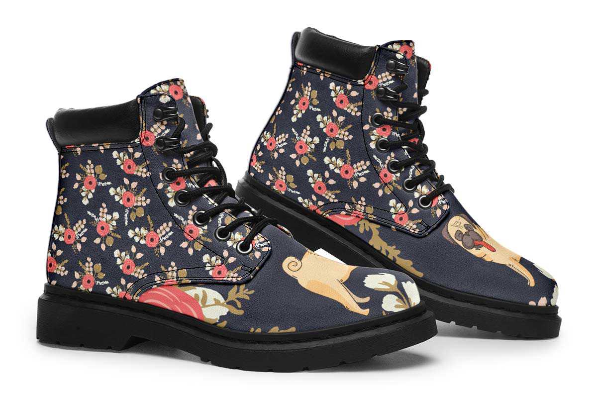 Silly Floral Pug Classic Vibe Boots