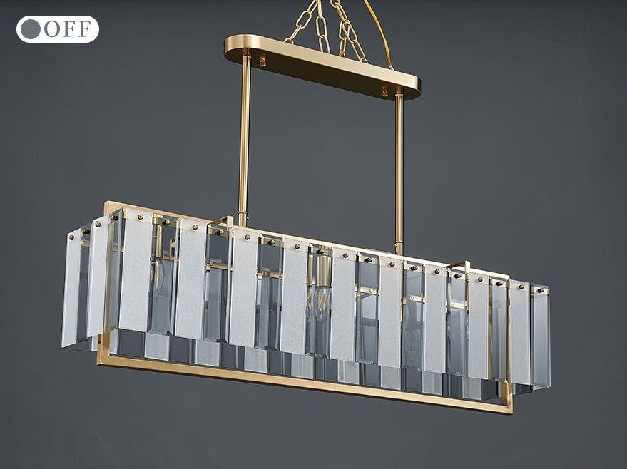 MIRODEMI® Luxury Rectangle Gold Frosted Glass Chandelier for Living Room, Kitchen