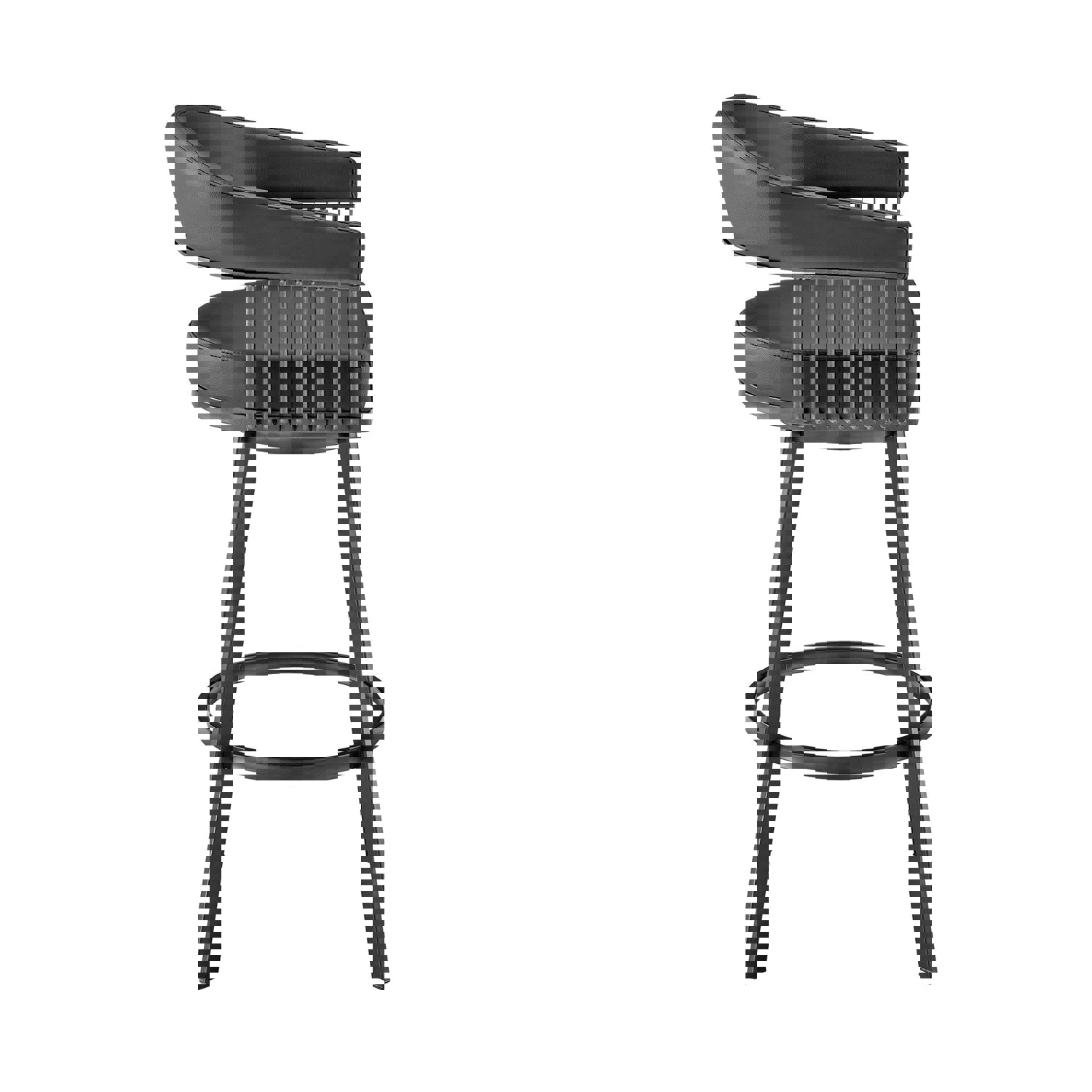 26 Mod Black Faux Leather Black Finish Swivel Bar Stool