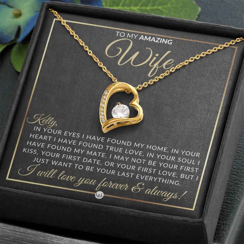 Personalized Open Heart Pendant Necklace - Unique Gift for Wife