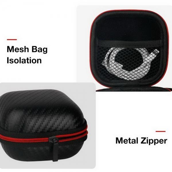 Carbon Fiber Earphones Storage Box Mini Portable Shockproof Electronic Bag with Zipper