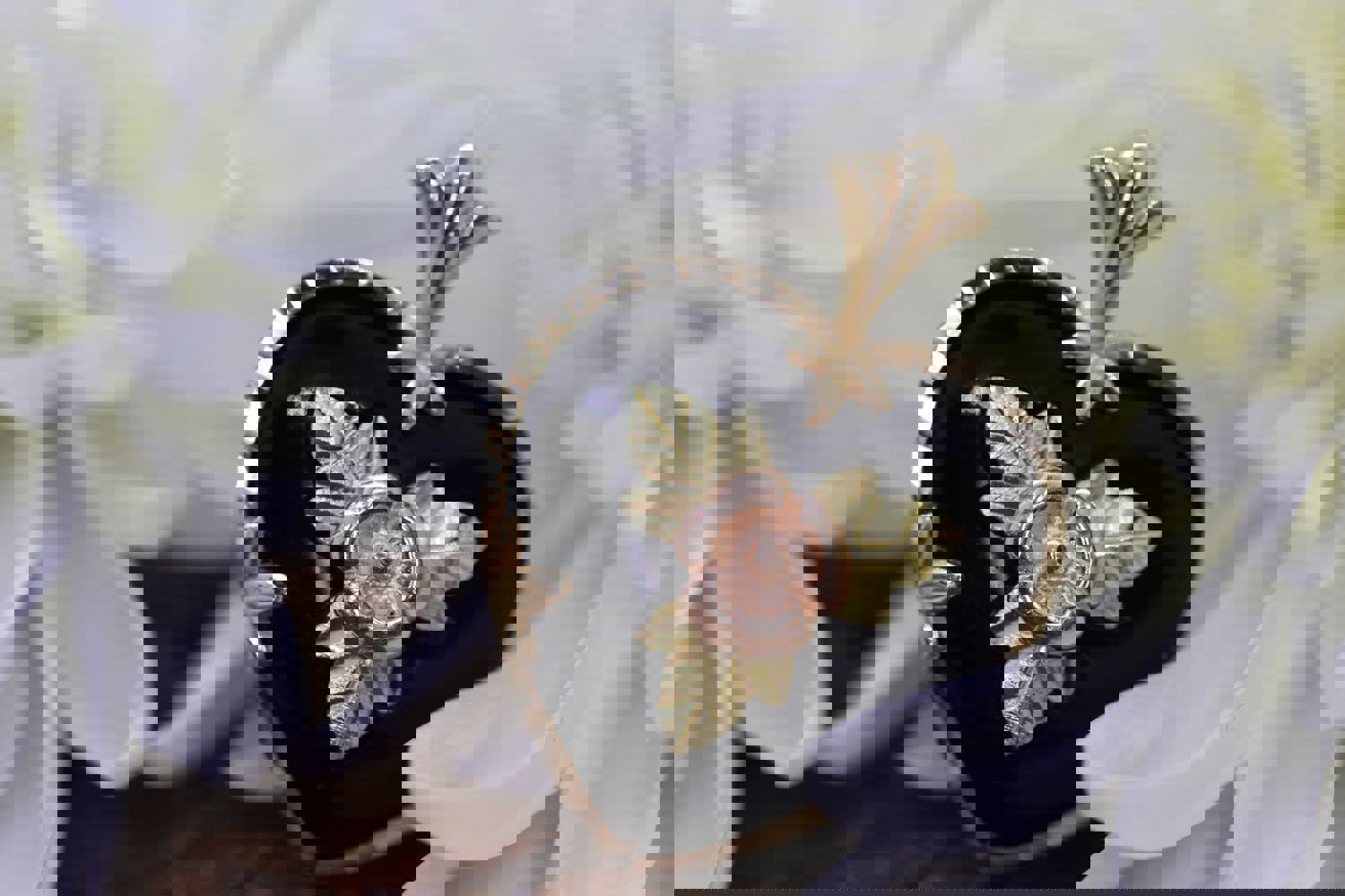 10k Heart and Onyx Black Hills Gold Pendant