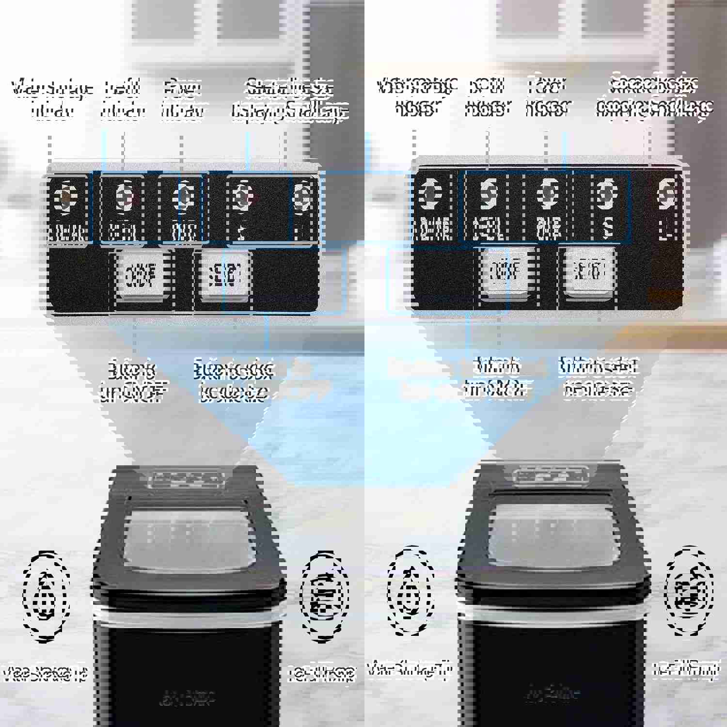 Portable Ice Maker Countertop, 26Lbs Bullet Ice Cube in 24H, 9 Cubes Ready in 6-8 Minutes