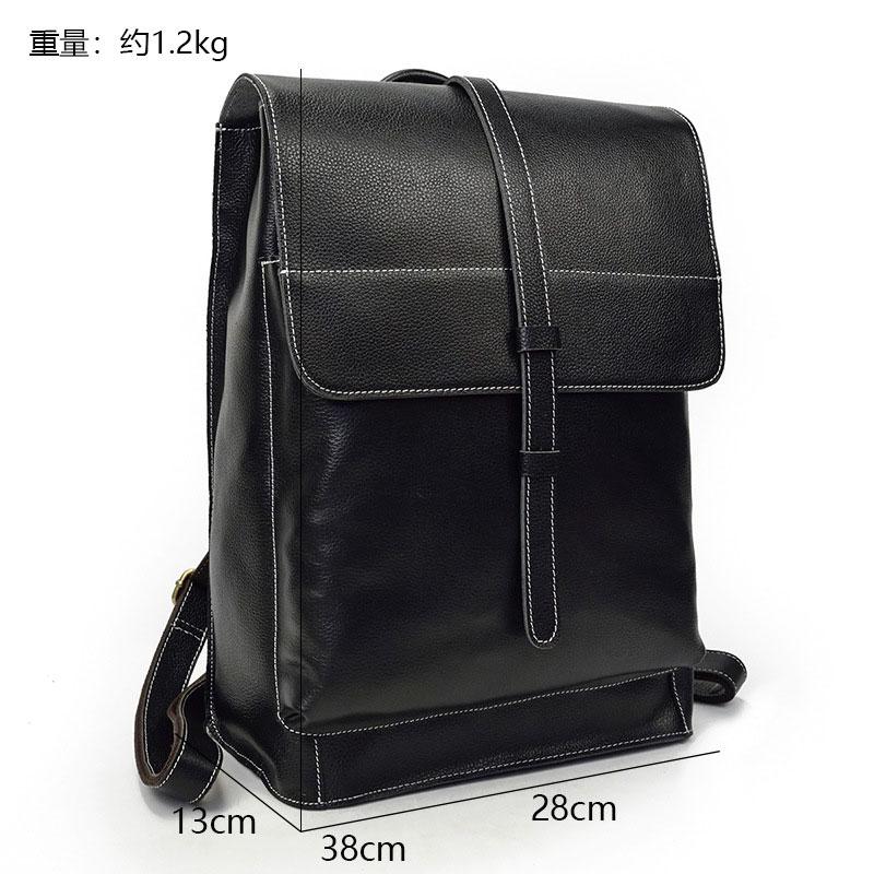 Fashion Black Vintage Leather Men's Backpack for Travel & School