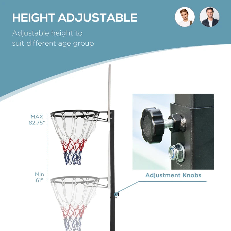 Soozier Adjustable Portable Basketball Hoop System with Wheels for Indoor & Outdoor Use