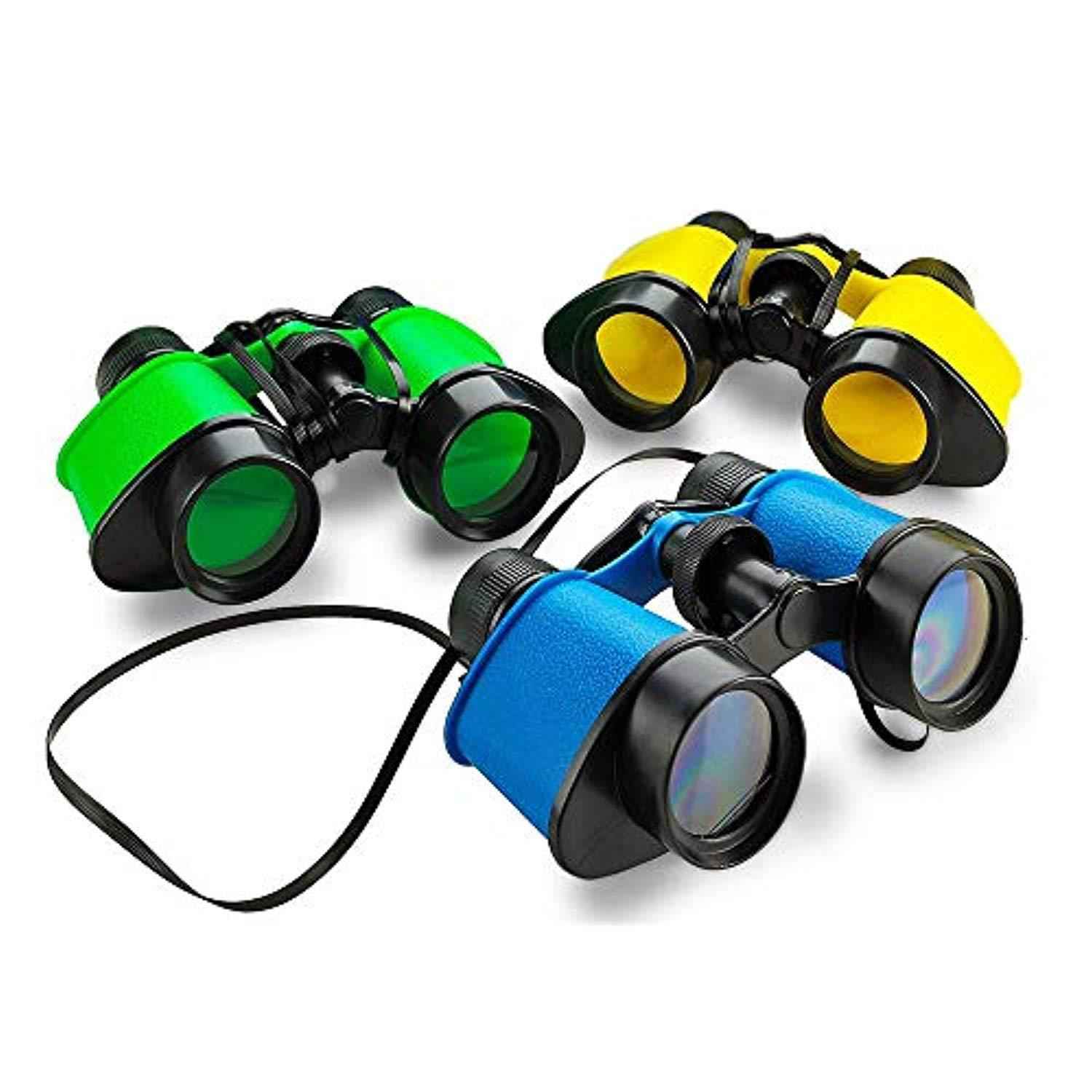 Kicko 12 Toy Binoculars for Kids - Assorted Colors with Neck String