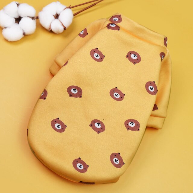 Cute Print Small Dog Hoodie T-Shirt Pullover Plus Velvet Warm Bulldog Pet Clothes