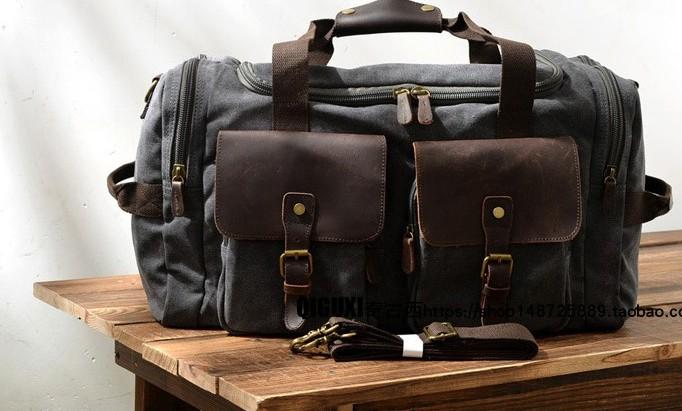 Mens Waxed Canvas Leather Weekender Bag - Durable Travel Bag for Men