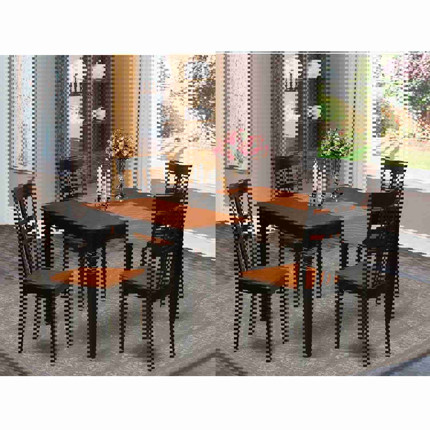 East West Furniture WELG5-BCH-W 5 Piece Dining Set with Rectangle Table and 4 Chairs, Black & Cherry