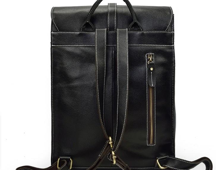 Fashion Black Vintage Leather Men's Backpack for Travel & School