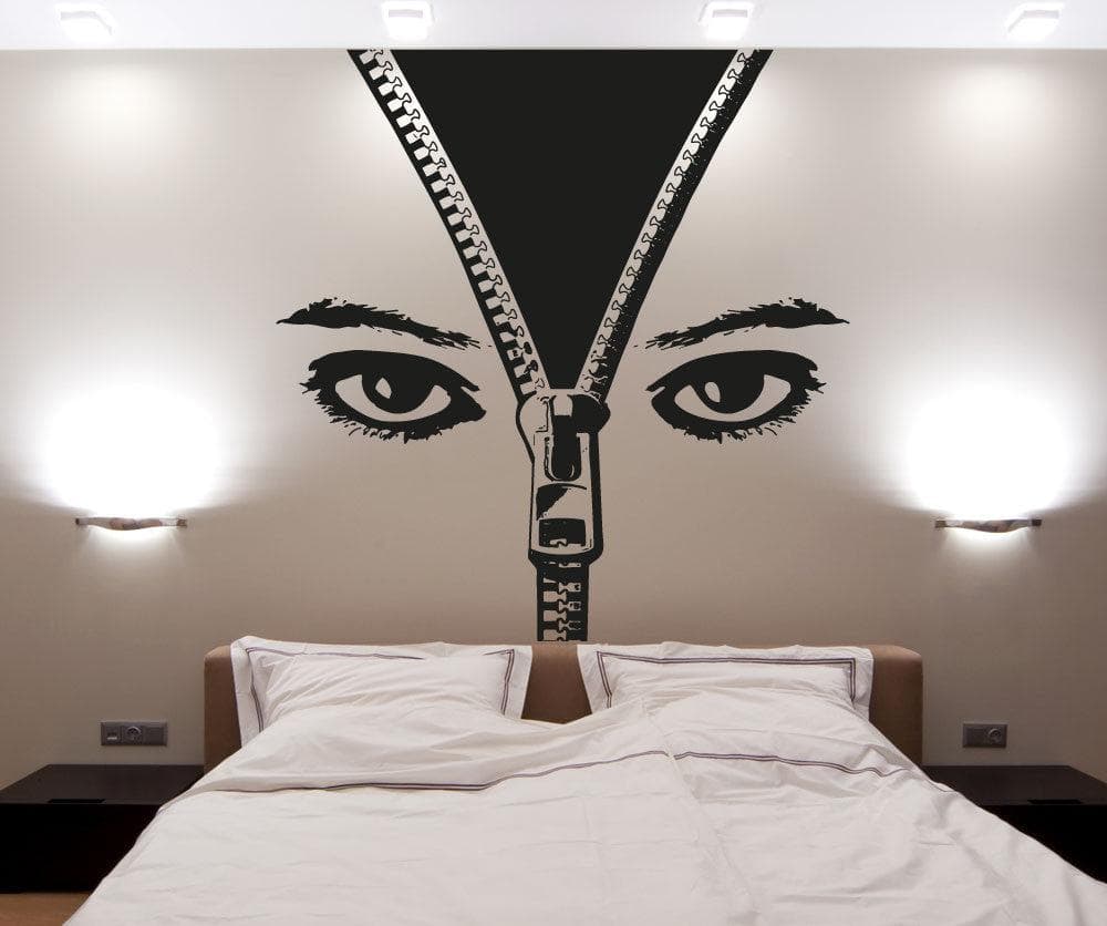 Vinyl Wall Decal Sticker Eyes Zip Up #OS_AA1355 - Removable & Easy to Apply