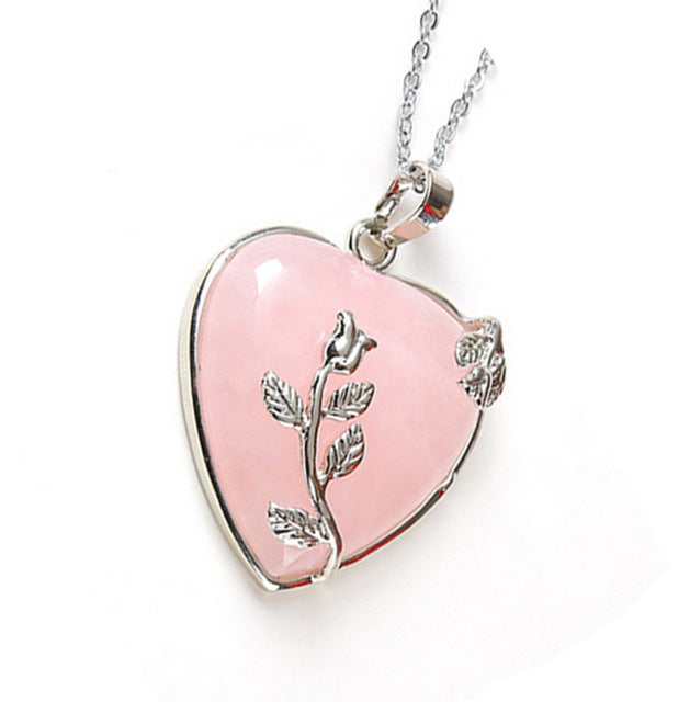European Fashion Heart Stone Chain Necklace with Opal Love Pendant - Trendy Valentines Day Gift for Women
