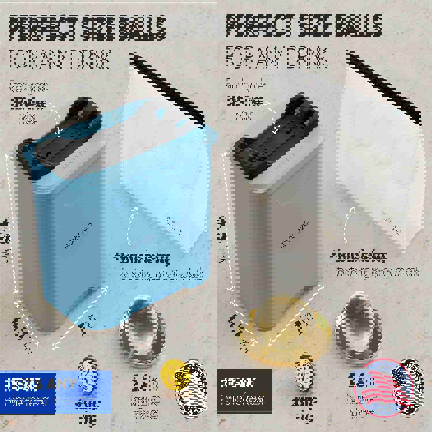 Berlinzo Premium Clear Ice Ball Maker [2024 Upgraded] - Large 2.4-inch Crystal Clear Ice Balls for Whiskey Cocktail