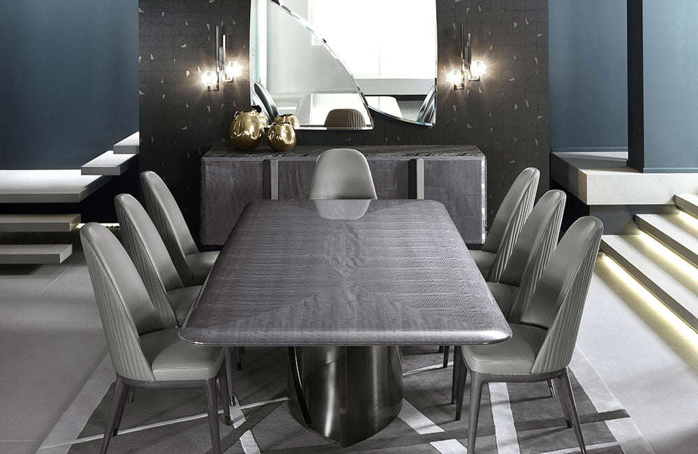Mirage Wooden Top Rectangular Table - High Gloss Finish with Stainless Steel Base