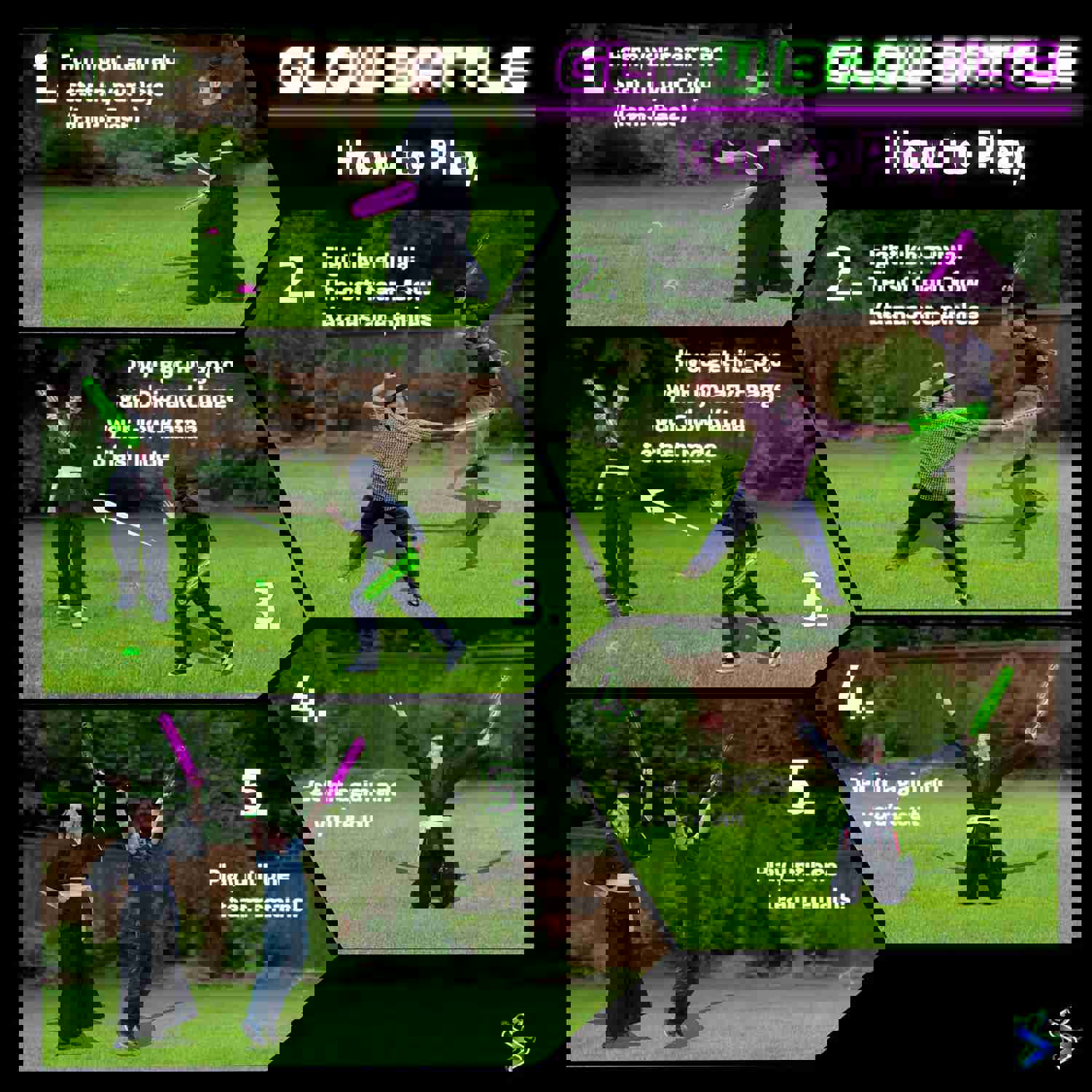 Starlux Games Glow Battle: Ninja Game with Glow-in-The-Dark Foam Swords for Kids and Teens