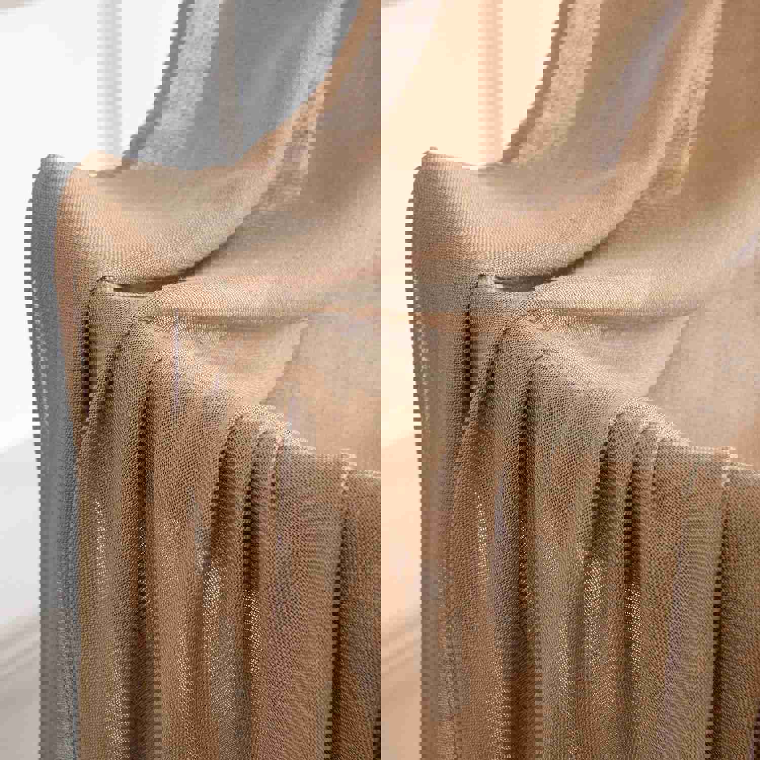 MIULEE Brown Linen Curtains 84 Inch Length for Bedroom Living Room, Soft Thick Linen Textured Window Drapes