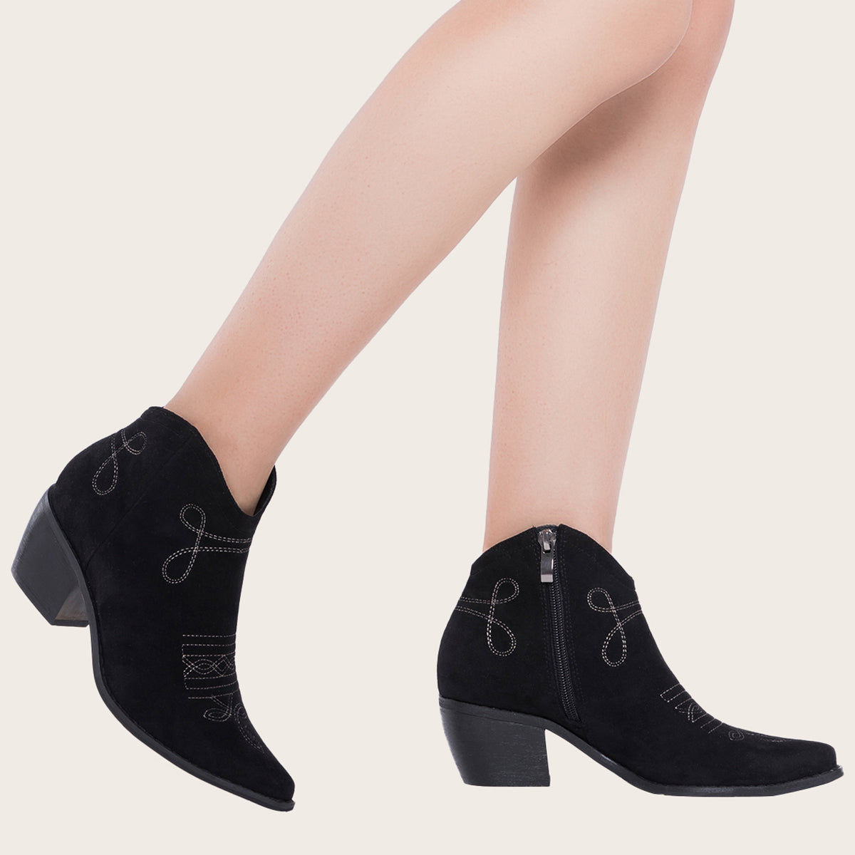 Pointed Toe Western Cowgirl Boots with Chunky Heel