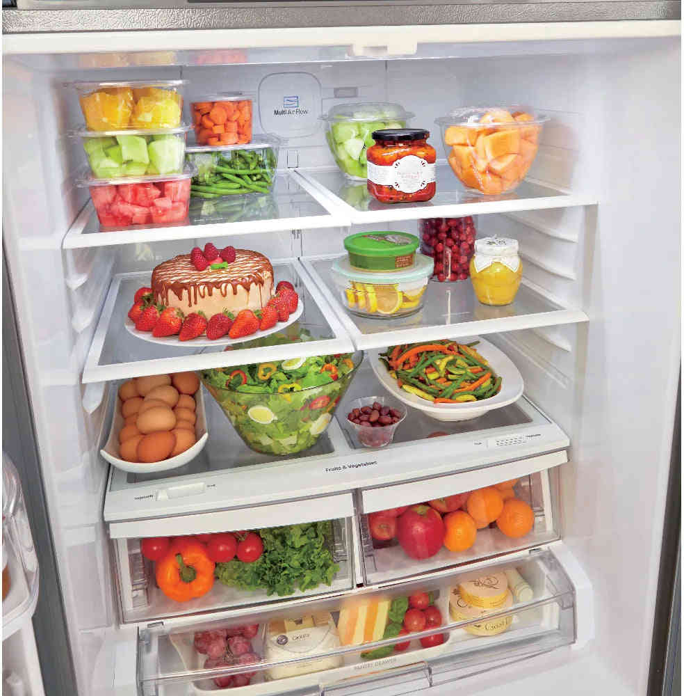 LG - 30 in. W 22 cu. ft. French Door Refrigerator with Ice Maker in Stainless Steel