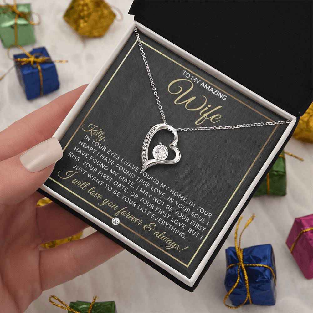 Personalized Open Heart Pendant Necklace - Unique Gift for Wife