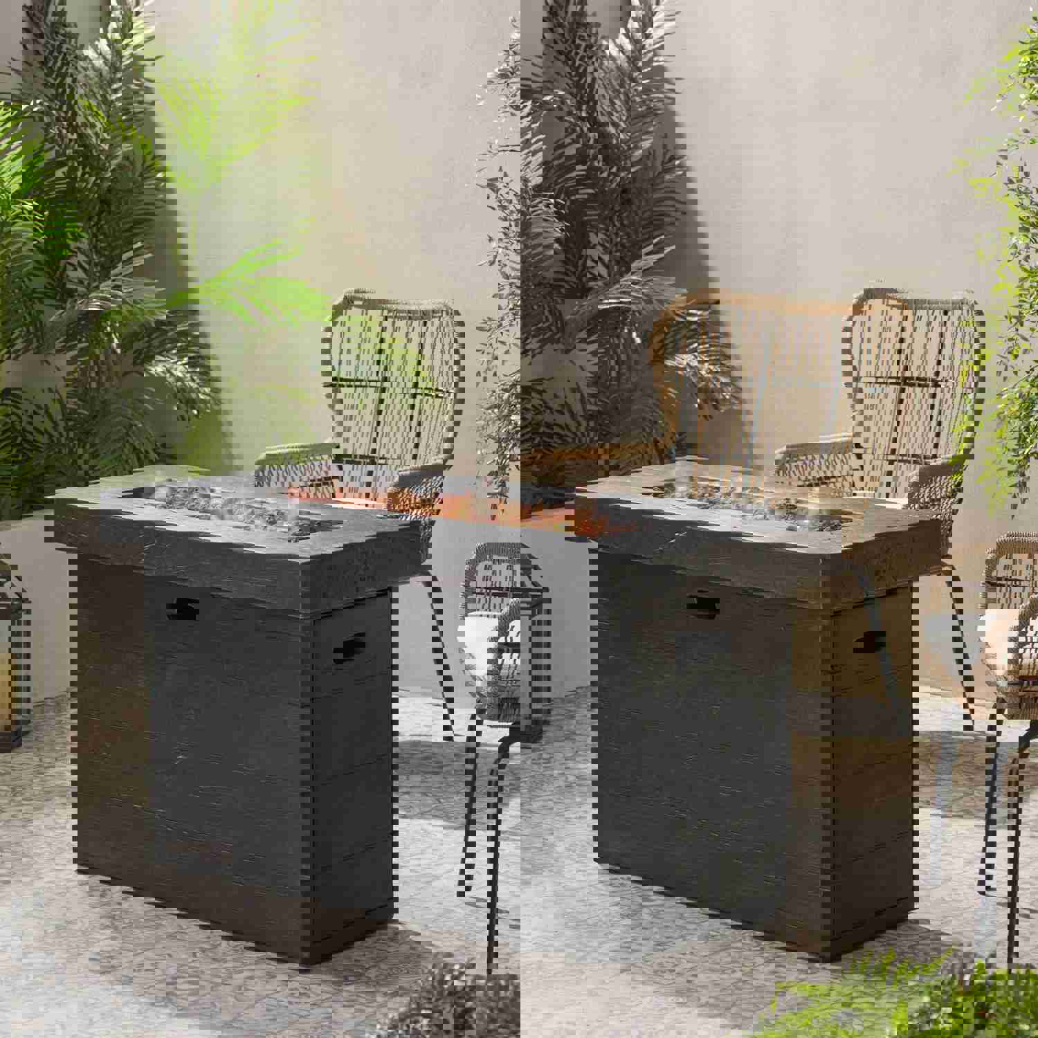 Aubreey Outdoor Rectangular Gas Burning Fire Pit - 50000 BTU