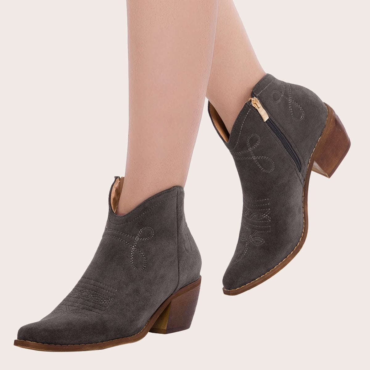 Pointed Toe Western Cowgirl Boots with Chunky Heel