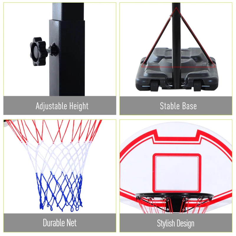 Soozier Adjustable Portable Basketball Hoop System with Wheels for Indoor & Outdoor Use
