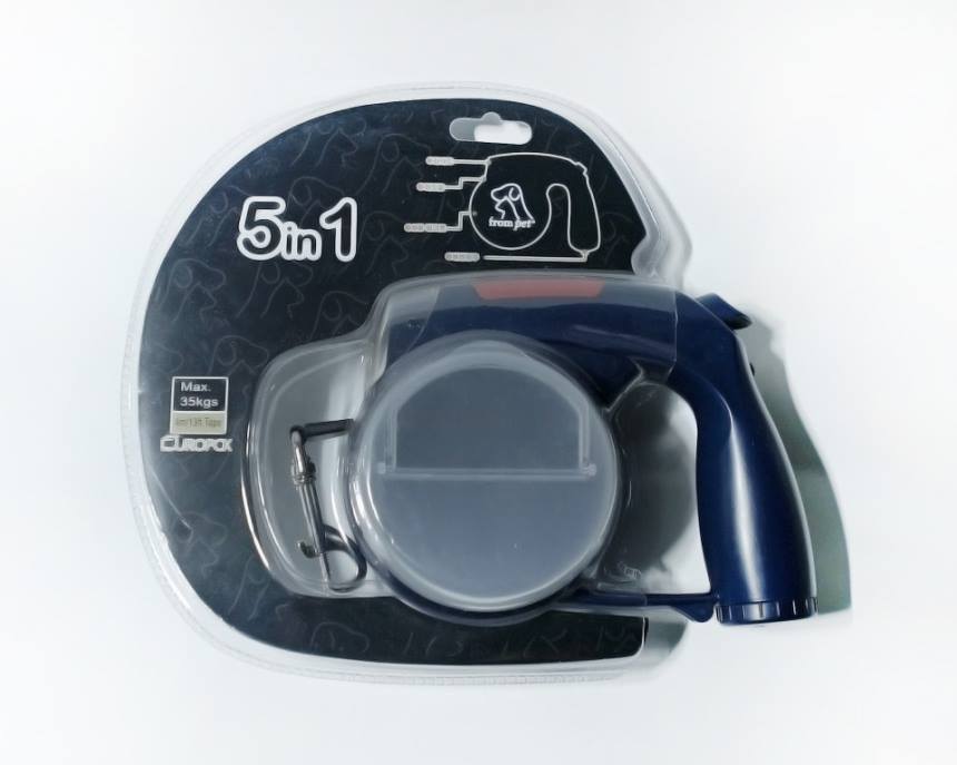 5-in-1 Multi-Functional Dog Leash with Rice Bowl, Water Cup, Toilet Bag Dispenser, and LED Light