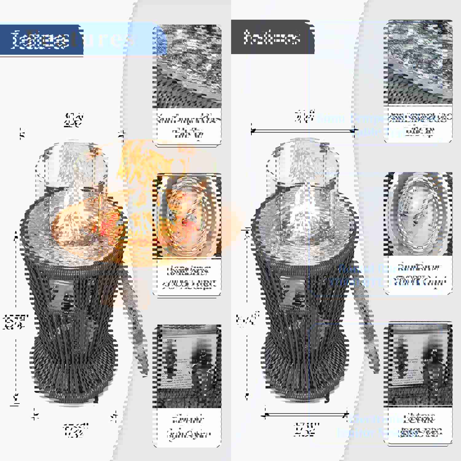 Montmartre Outdoor Wicker Patio Small Fire Pit Table