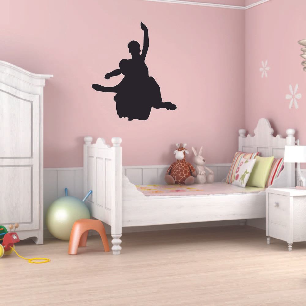 Ballerina Vinyl Wall Sticker - Ballet Dancer Silhouette Decal with Motivational Quote