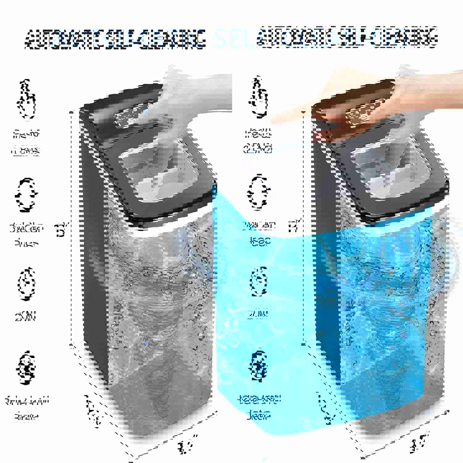 Portable Ice Maker Countertop, 26Lbs Bullet Ice Cube in 24H, 9 Cubes Ready in 6-8 Minutes