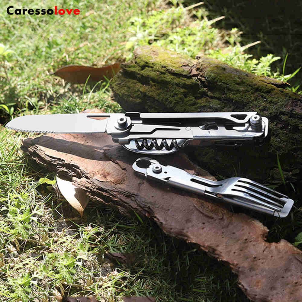 Caressolove 5-in-1 Folding Camping Knife - Multifunctional Outdoor Survival Tool