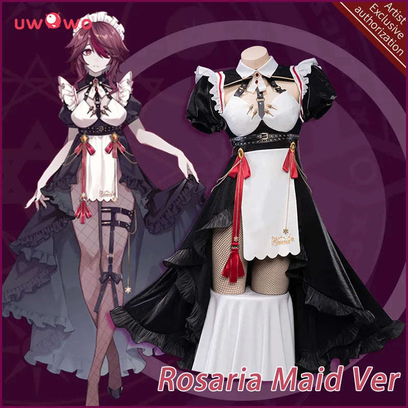 UWOWO Rosaria Cosplay Maid Costume - Genshin Impact Fanart Dress for Halloween & Christmas
