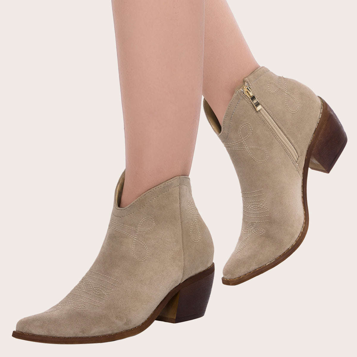 Pointed Toe Western Cowgirl Boots with Chunky Heel