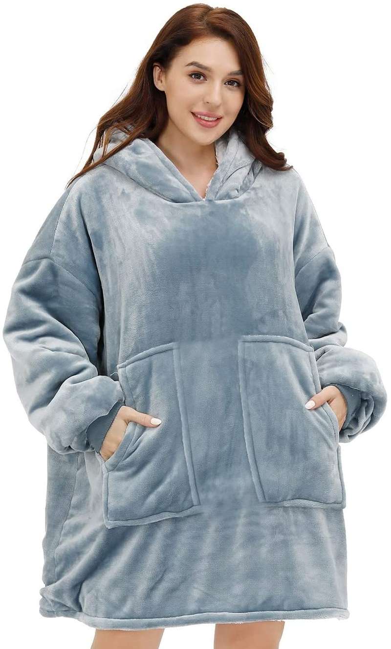 Oversized Wearable Sherpa Fleece Blanket Hoodie - Soft, Warm & Comfortable