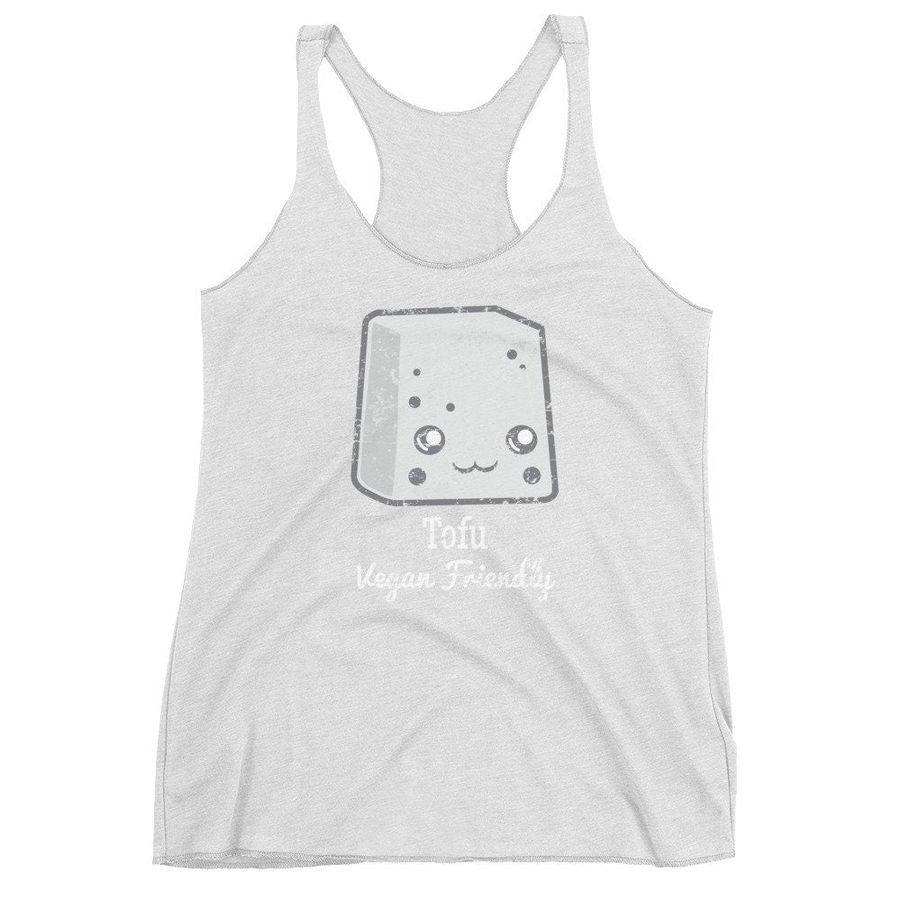 Vegan Women's Racerback Tank Top - Cute Sushi & Tofu Design