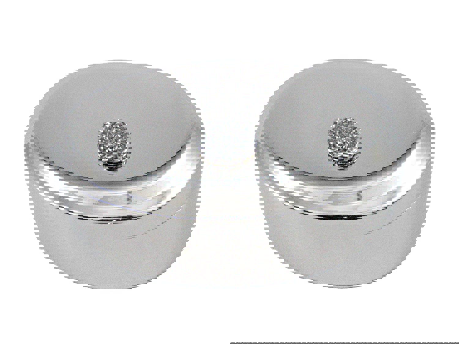 Silver Toned Tudor Rose Pendant Oval Trinket Jewelry Box