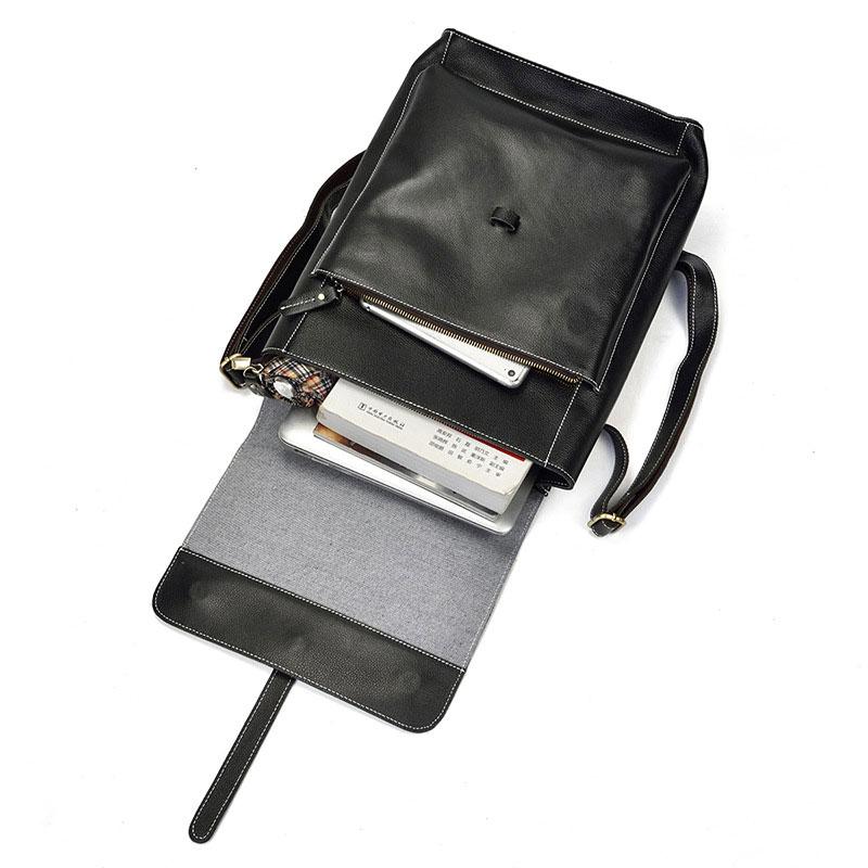 Fashion Black Vintage Leather Men's Backpack for Travel & School