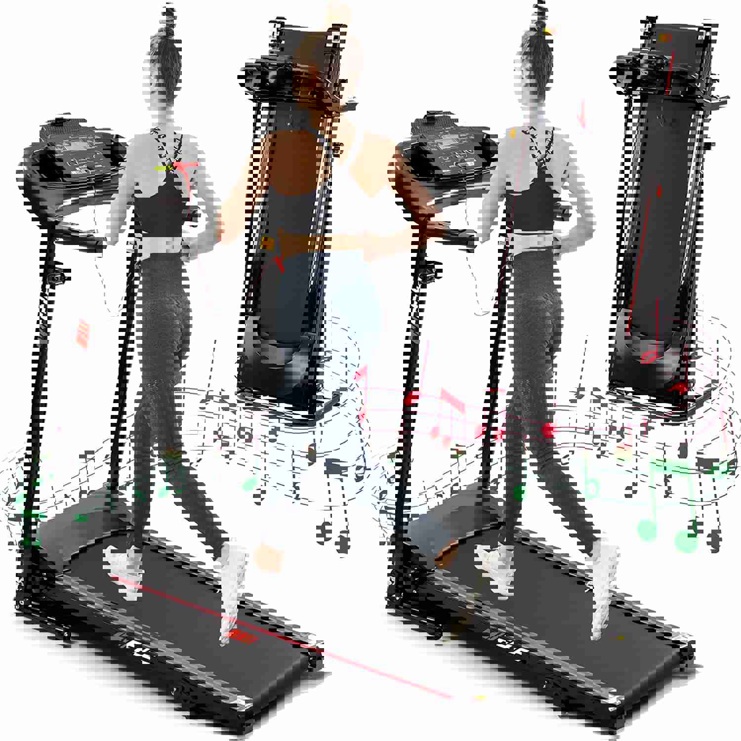 HLAiLL 2.0HP Treadmill for Home Folding 240lb Weight Capacity with HD Screen & Shock Absorber