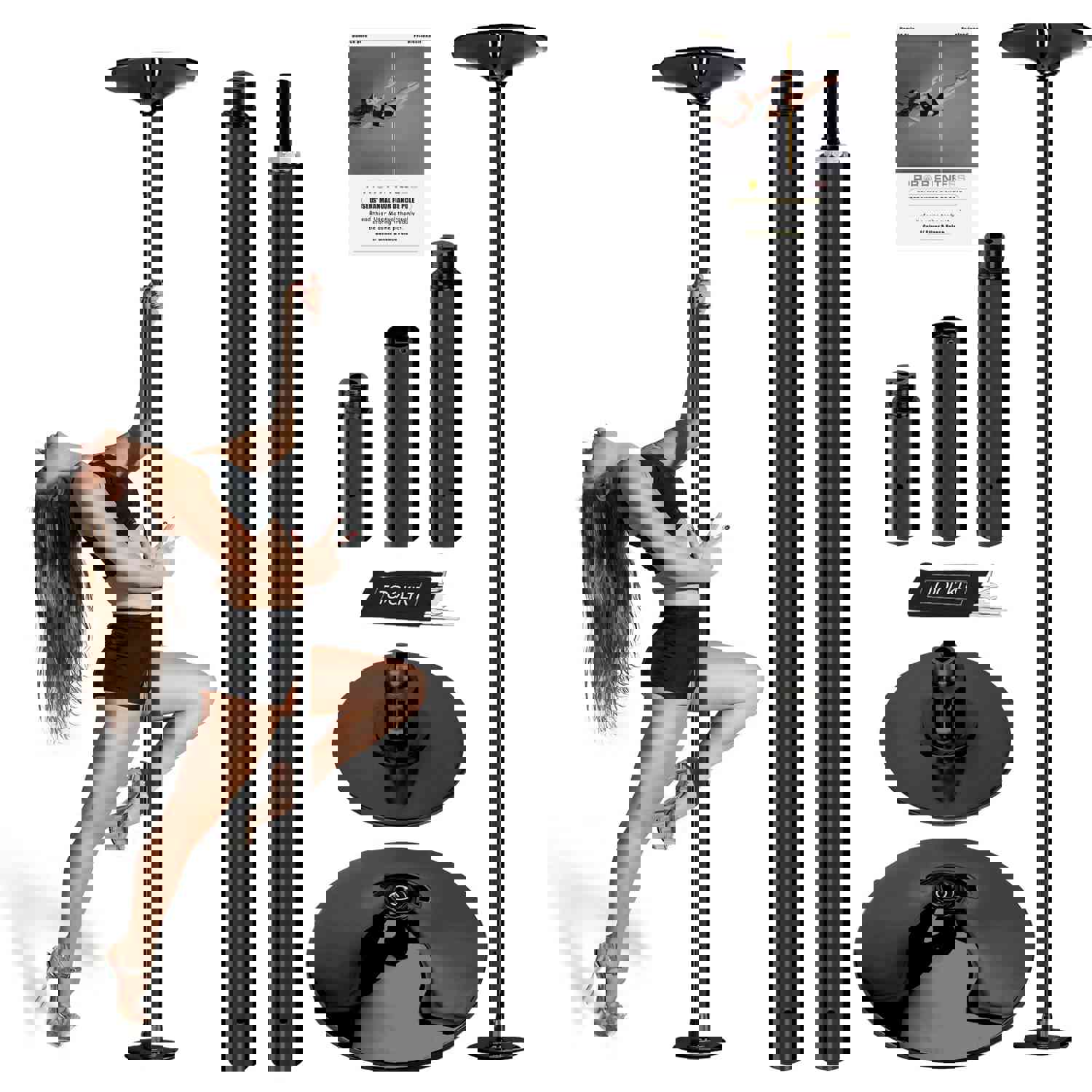 45mm Removable Dance Pole Set - Spinning & Static Fitness Pole for Home, Club, Party, or Pub