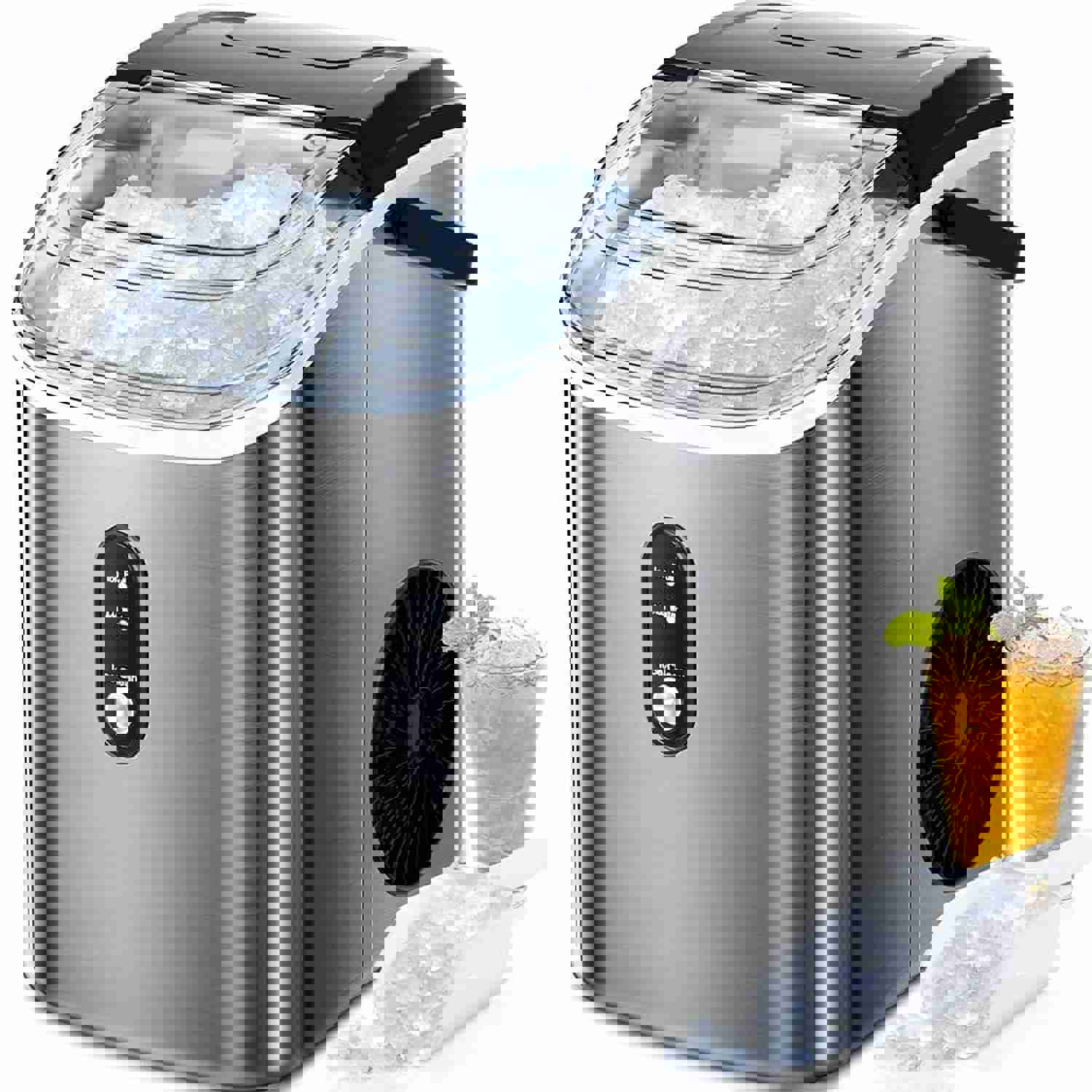 KISSAIR Portable Ice Maker Machine with Self-Cleaning Function, 33lbs/24H, Stainless Steel, Pellet Ice Maker for Home/Kitchen/Office (Silver)
