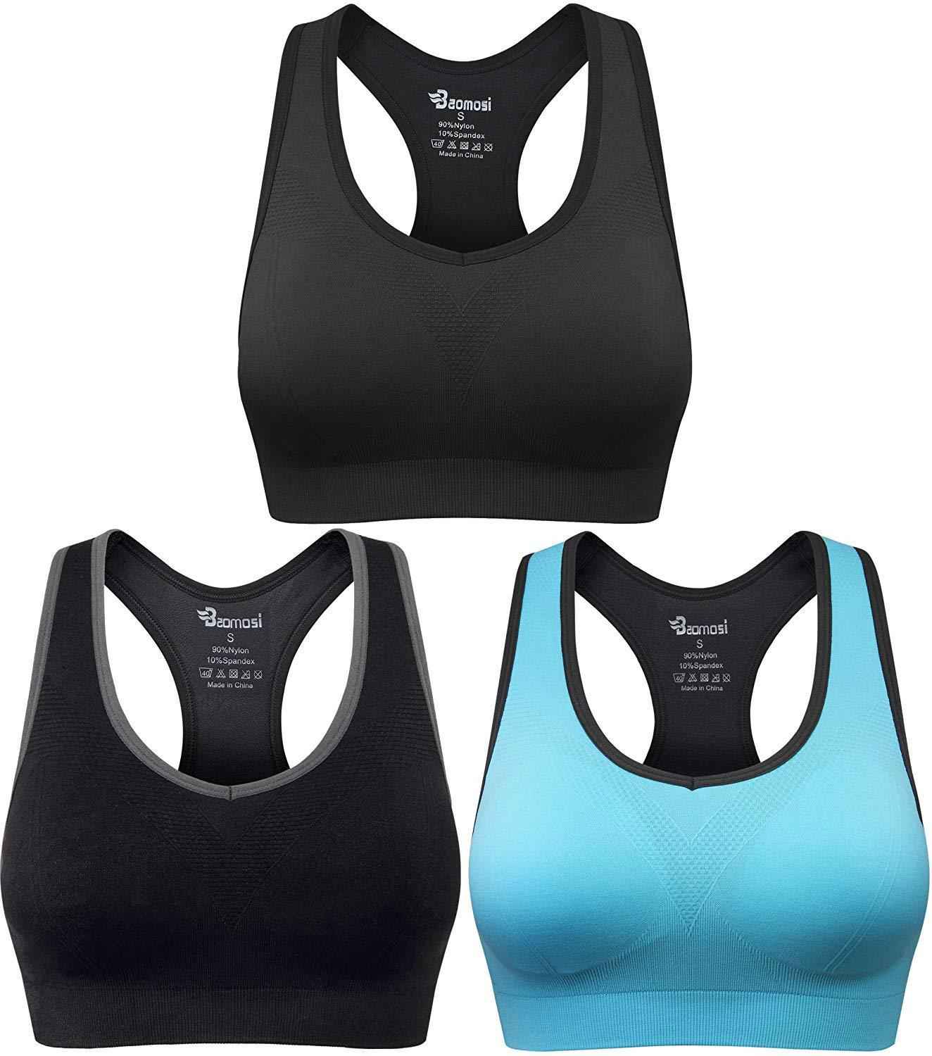 BAOMOSI Women's Seamless Racerback Sports Bra - High Impact Support for Yoga, Gym & Workout