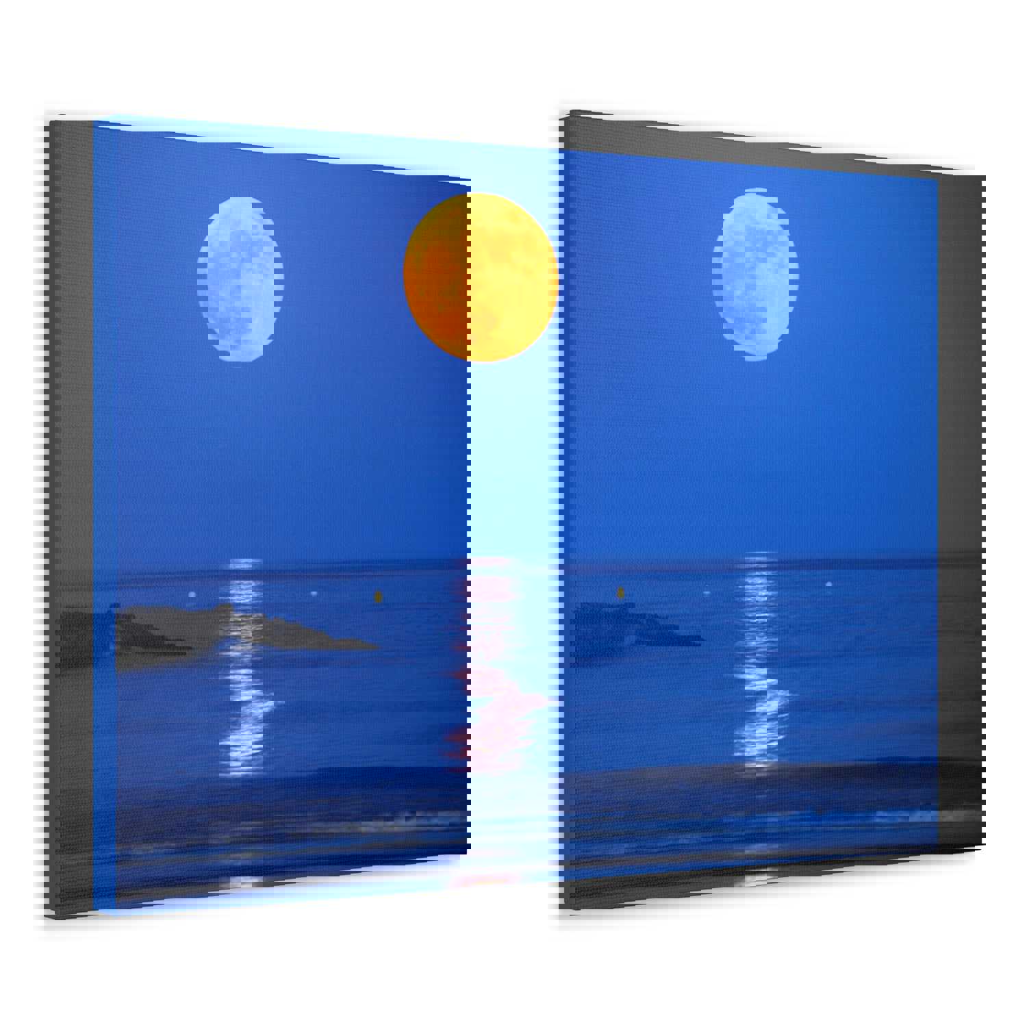 Super Moon over Seascape Sea Canvas Wall Art for Home Decor