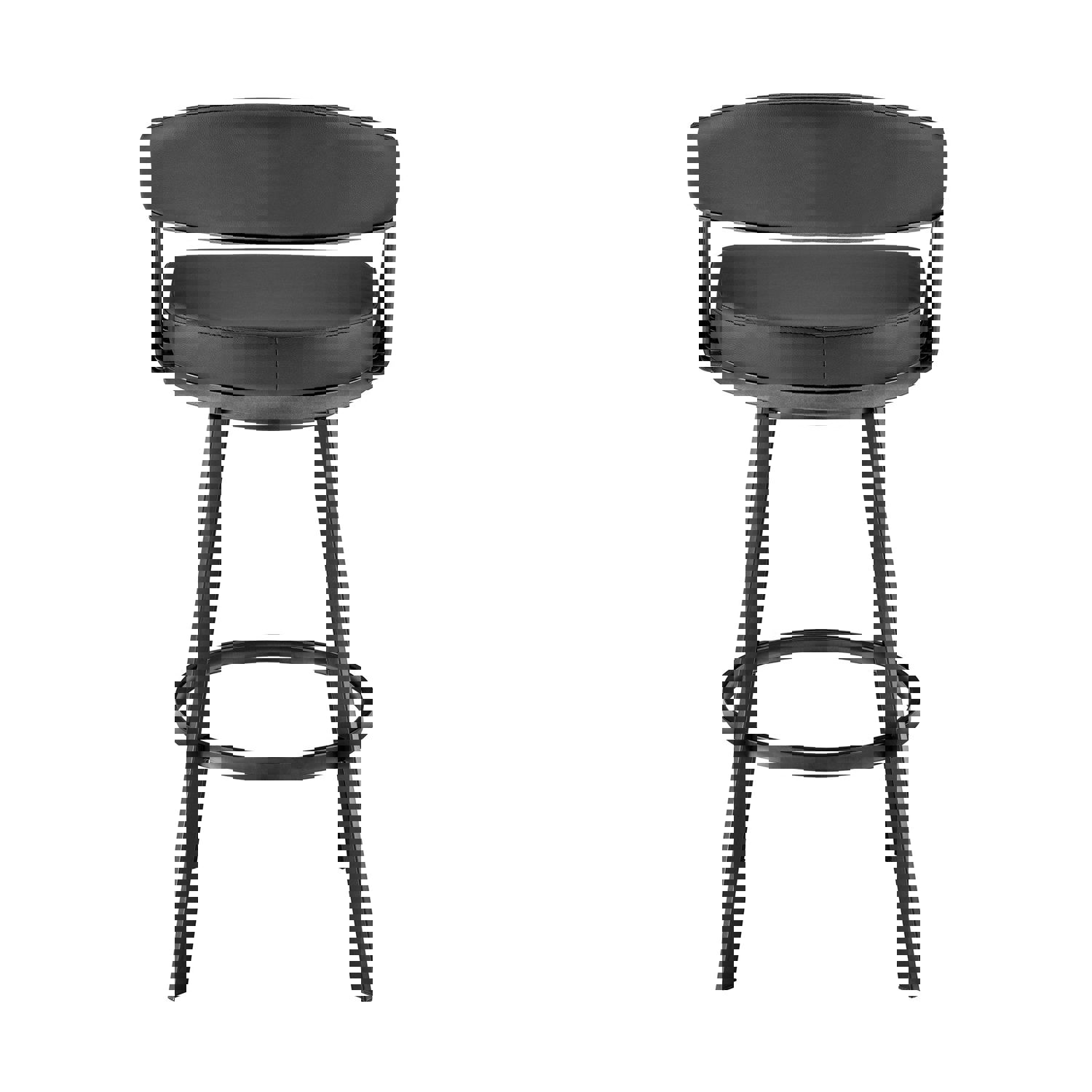 26 Mod Black Faux Leather Black Finish Swivel Bar Stool