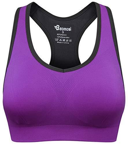 BAOMOSI Women's Seamless Racerback Sports Bra - High Impact Support for Yoga, Gym & Workout