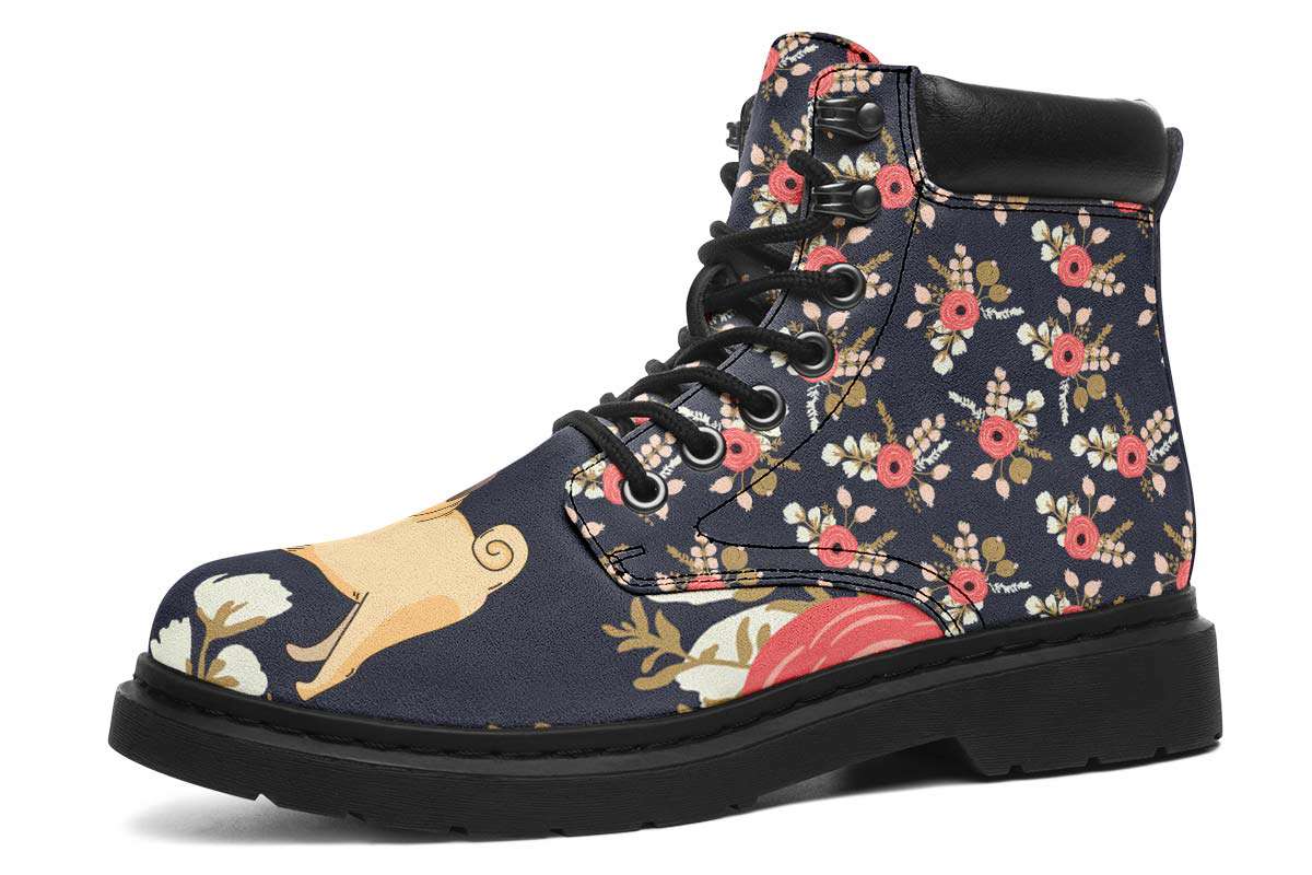 Silly Floral Pug Classic Vibe Boots