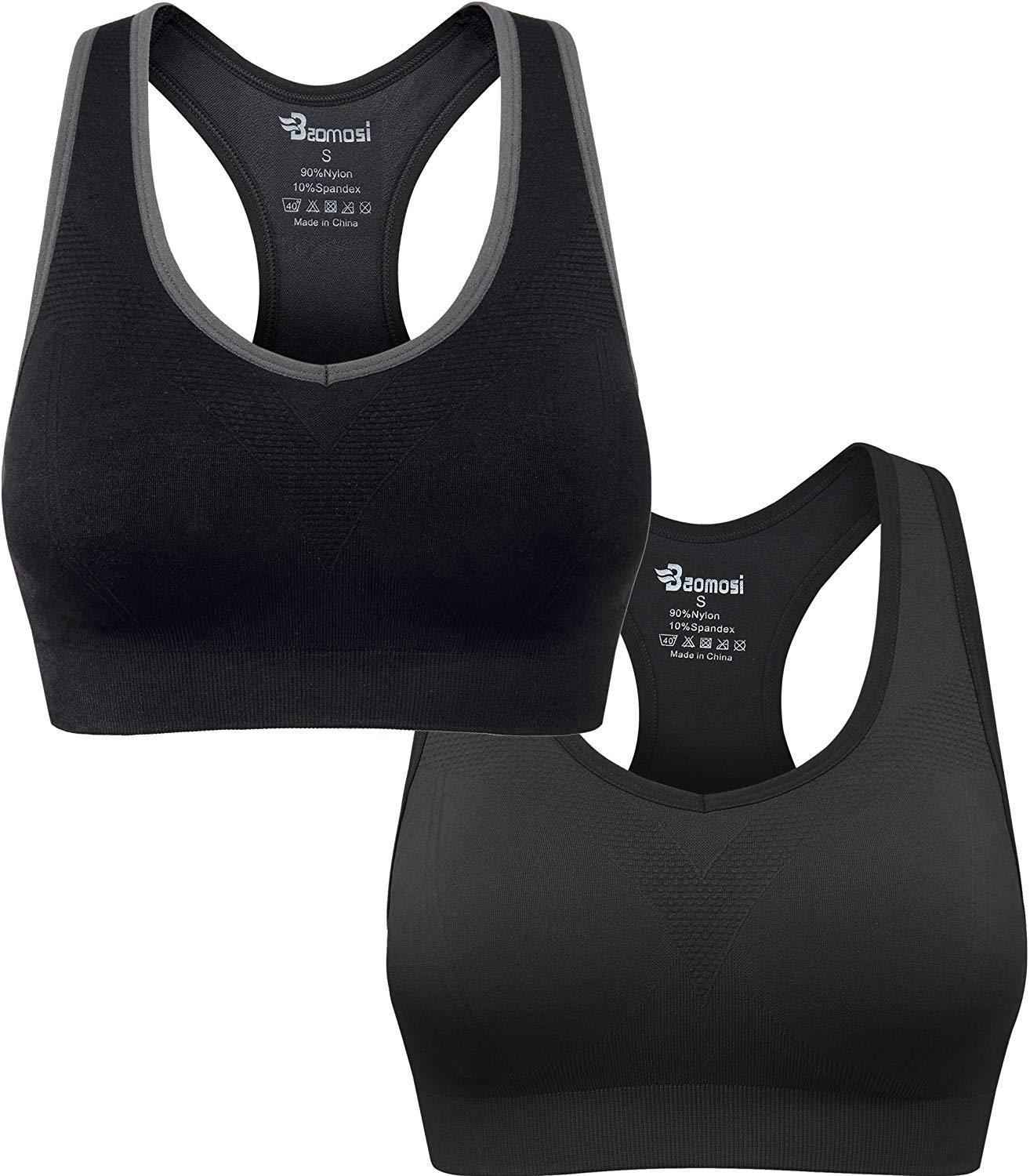 BAOMOSI Women's Seamless Racerback Sports Bra - High Impact Support for Yoga, Gym & Workout
