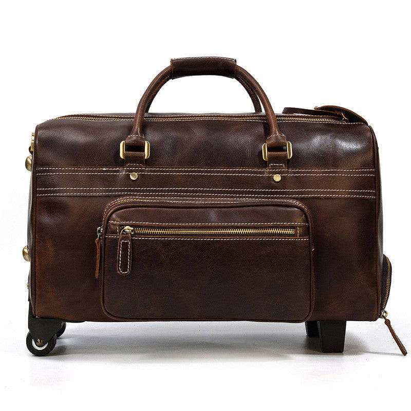 Men's Large-capacity Retro Cowhide Travel Suitcase